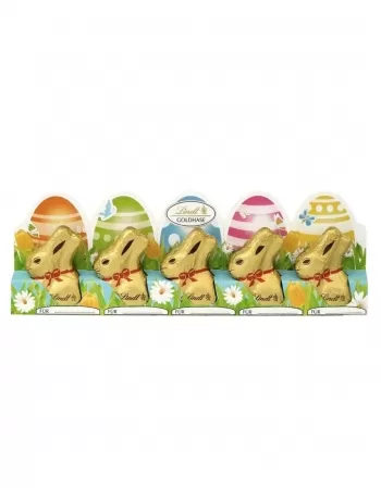 LINDT COELHO GOLD BUNNY CARTELA DESTACÁVEL AO LEITE 5X10G (30)