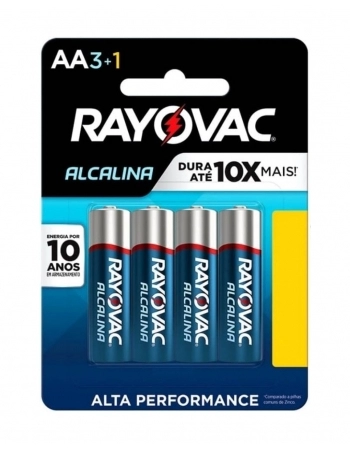 RAYOVAC PILHA ALCALINA AA CARTELA COM 4 - LEVE 4 PAGUE 3