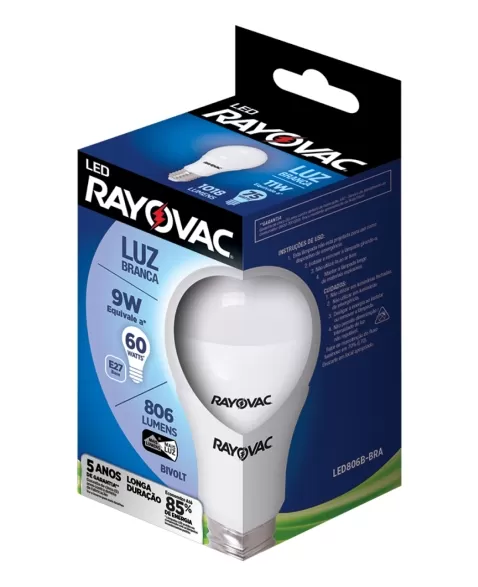 RAY LAMPADA LED 9W BI BRANCA SM-40