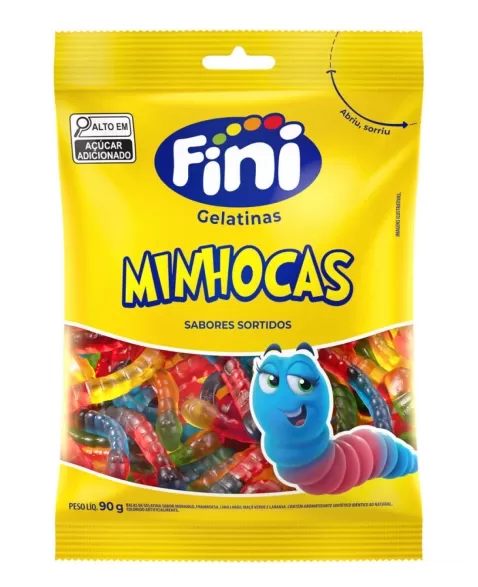 FINI BALA GELATINA MINHOCAS BRILHANTES 90g