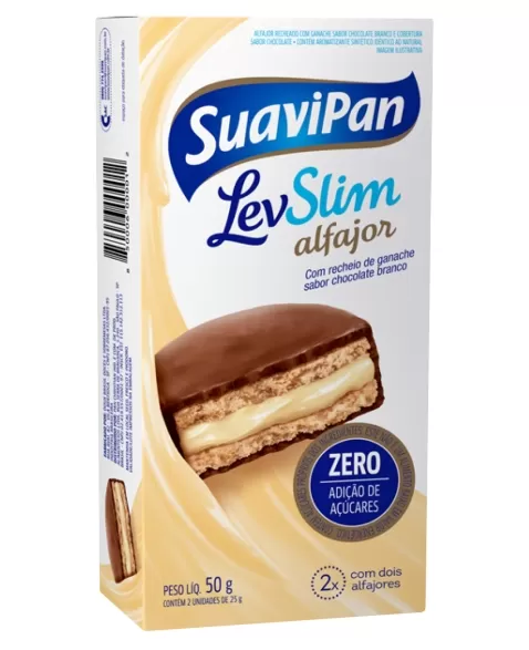 LEVSLIM ALFAJOR PACK CHOCOLATE BRANCO 2X50G (12)