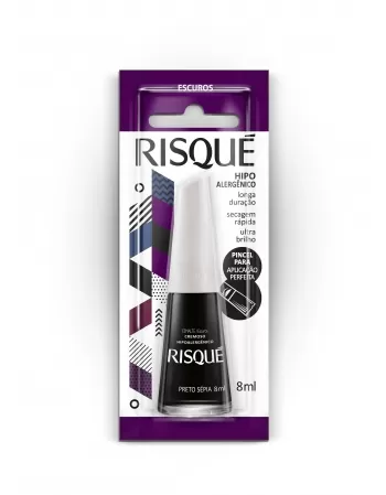 RISQUE ESMALTE CREMOSO PRETO SÉPIA 8ml - BLISTER