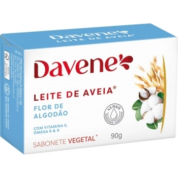 SABONETE VEGETAL EM BARRA LEITE DE AVEIA FLOR DE ALGODAO 90G (48)