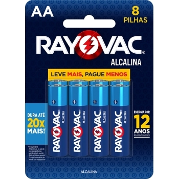 RAY PILHA ALC AA8 L+P- SM-384 48 CART C/ 8 (48)