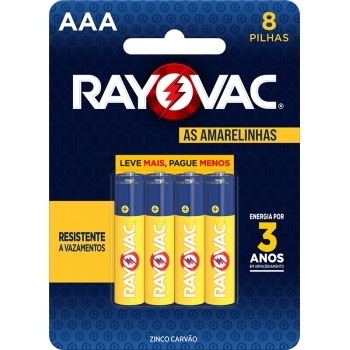 RAY PILHA ZINCO AAA8 L+P- SM-192 24 CART C/8 (48)