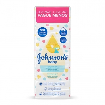 JOHNSON’S BABY QUADRADO DE ALGODÃO RN C/100 UN (12)
