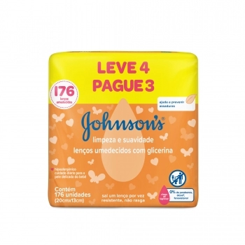 JOHNSON’S BABY LENÇOS UMED LIMPEZA E SUAVIDADE L4/P3 176 UN (6)