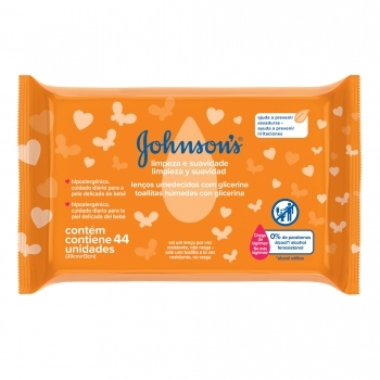JOHNSON'S BABY LENÇOS UMED LIMPEZA E SUAVIDADE 44 UN (24)