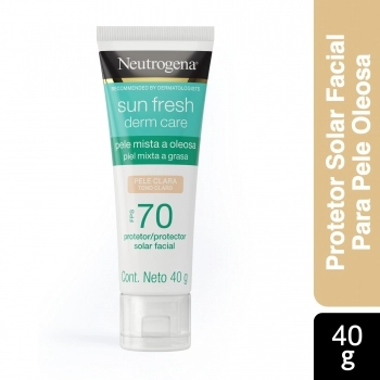 NEUTROGENA SUN FRESH PROT SOLAR FACIAL PELE OLEOSA DERM CARE PELE CLARA FPS 70 40G (6)