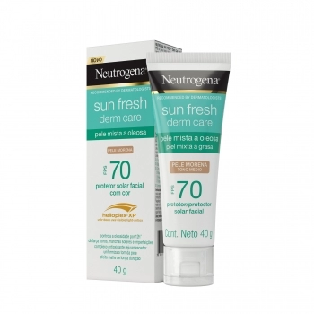 NEUTROGENA SUN FRESH PROT SOLAR FACIAL PELE OLEOSA DERM CARE PELE MORENA FPS 70 40G (6)